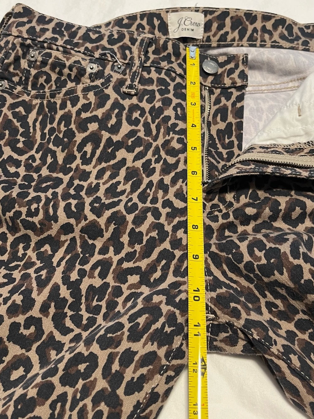 Women’s J- CREW 10” HIGH- RISE TOOTHPICK Animal Print Skinny Jeans Size 29 - Picture 7 of 11